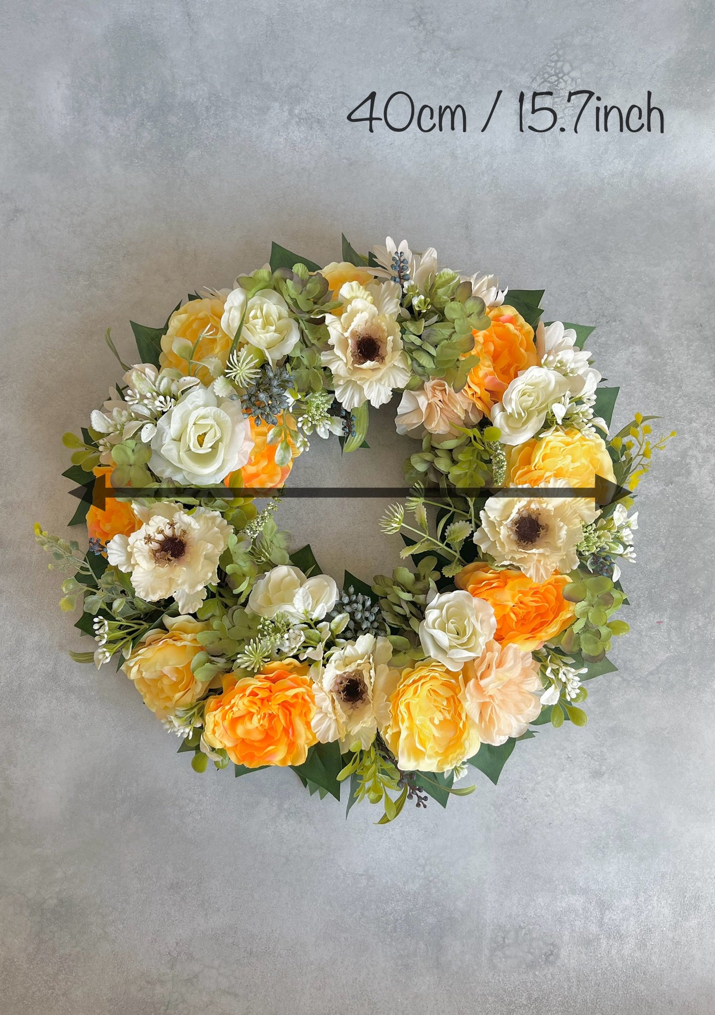 Flower wreath for front door - Yellow