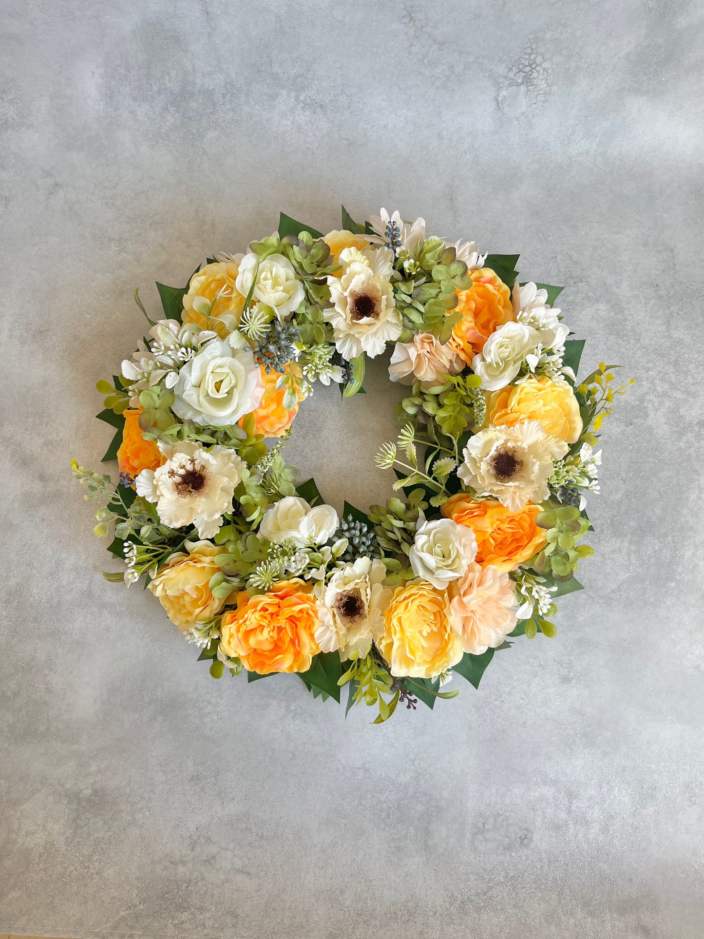 Flower wreath for front door - Yellow