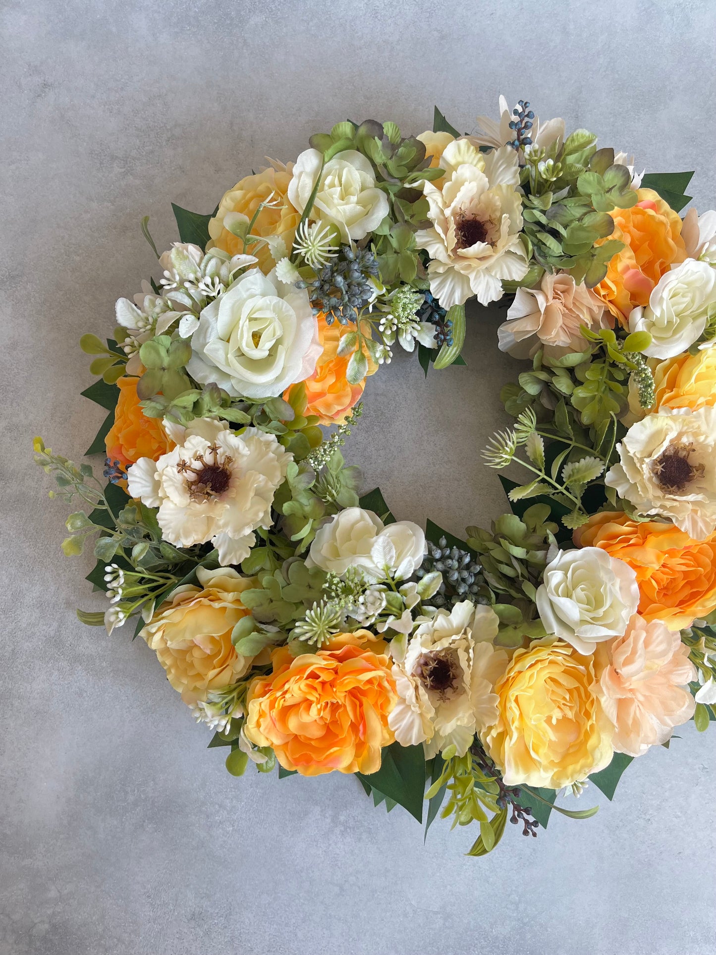 Flower wreath for front door - Yellow