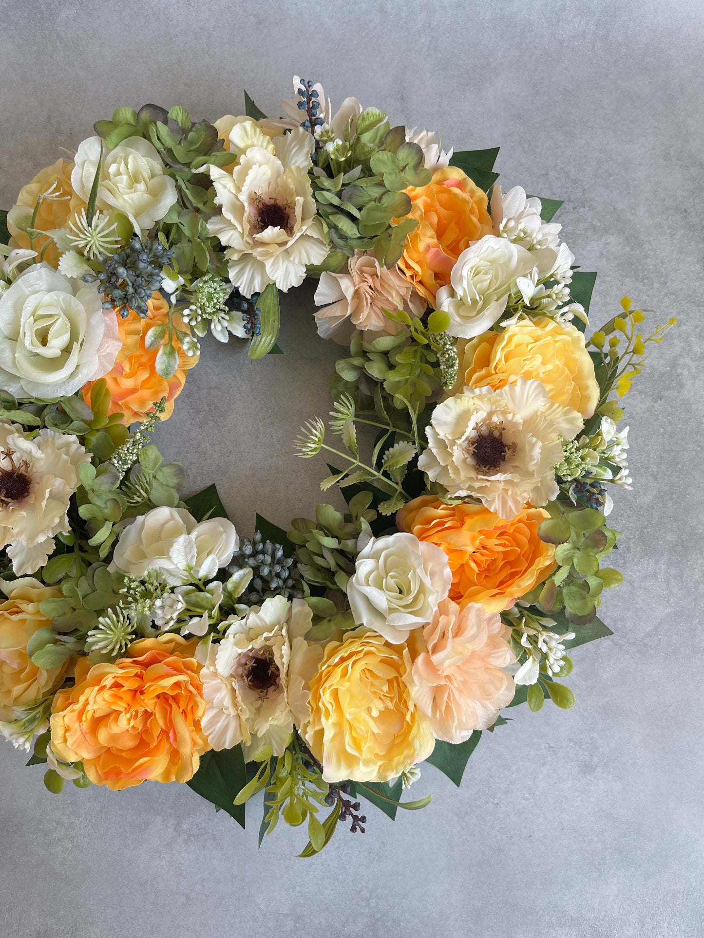 Flower wreath for front door - Yellow
