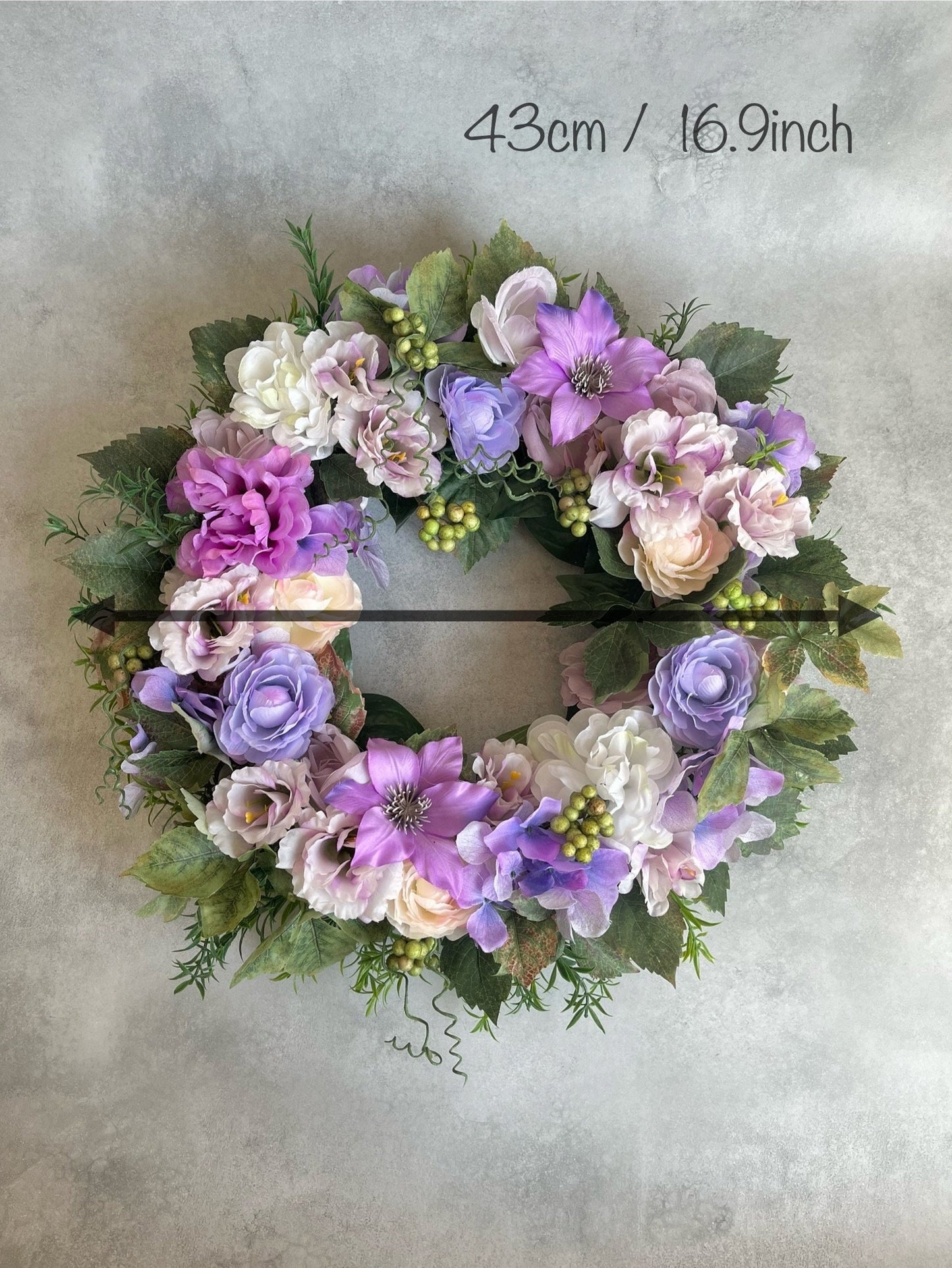 Flower wreath for front door - Purple